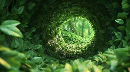 Enchanting Green Tunnel Leading to a Lush Forest Glade
