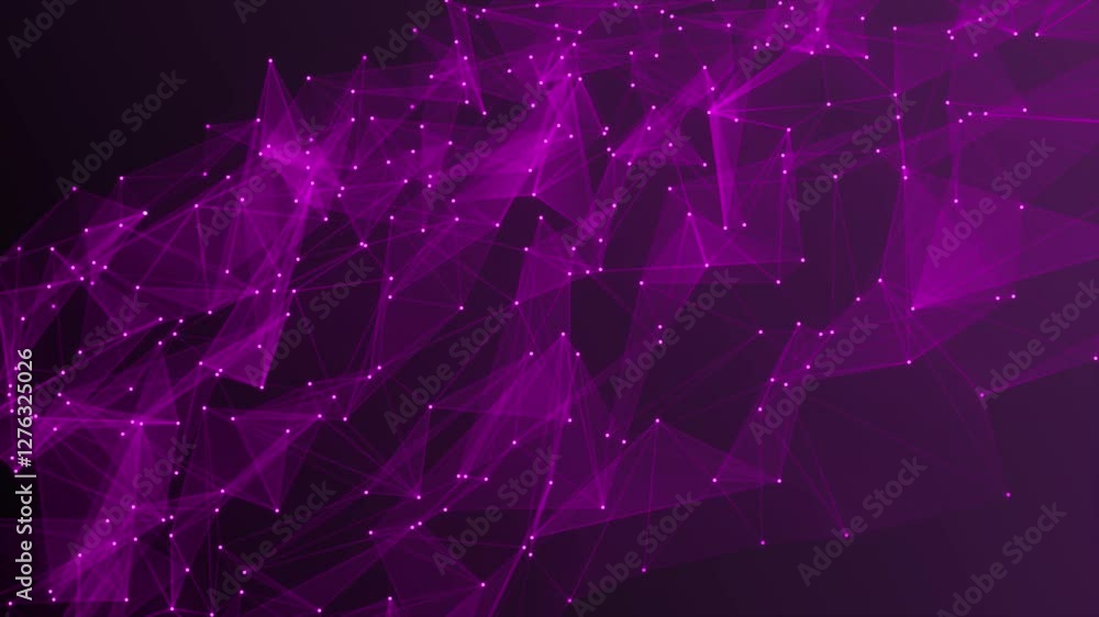 Poster purple plexus dot abstract technology futuristic network with loop purple background. technology abs
