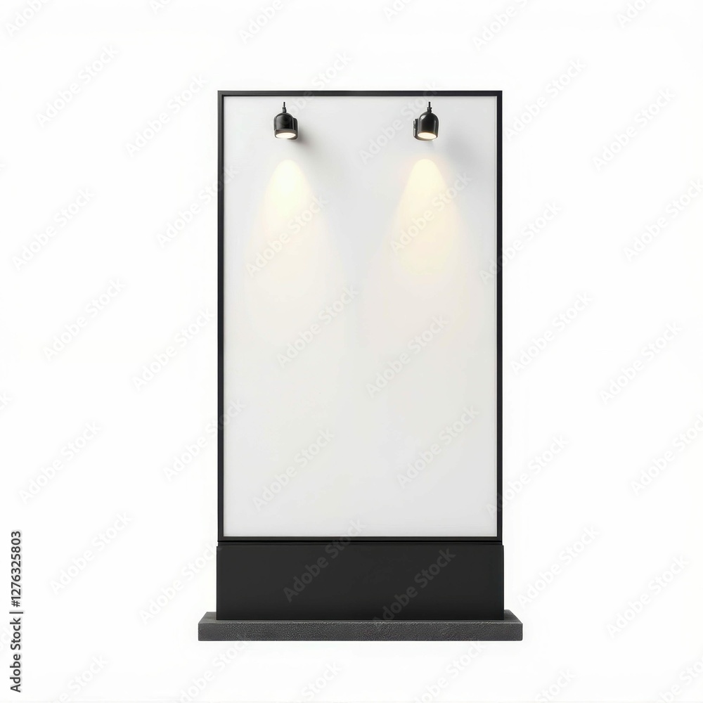 Poster illuminated sign board with black frame advertisement stand presentation display structure