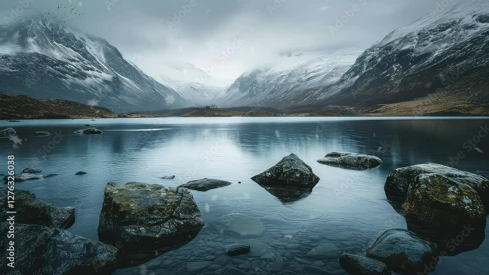 Wall mural animation moonlit forest reflection on calm lake generated with ai
