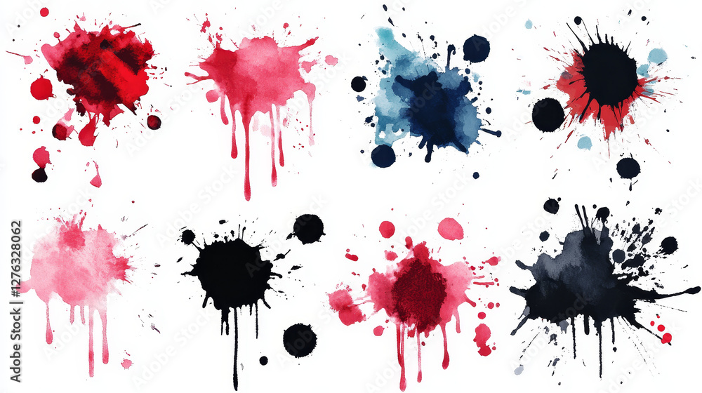 Aufkleber vector set of ink splashes blots splatter collection grunge design element and art messy backdrop co