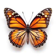 Fototapeta premium beautiful colorful bright multicolored tropical butterflies with wings spread and in flight isolated on white background 