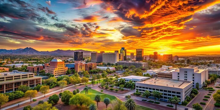 Scottsdale Arizona Sunset Skyline Phoenix ASU Downtown Landscape Panorama