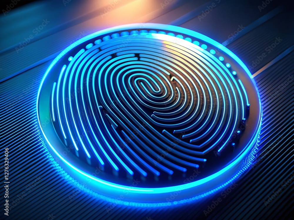 Poster secure digital fingerprint authentication system - futuristic biometric technology