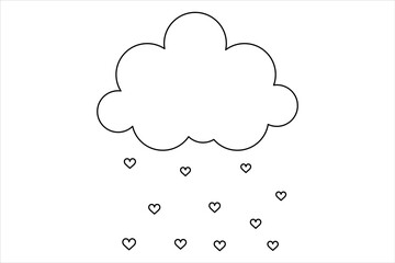 Cloud one line drawing and isolated continuous outline vector illustration