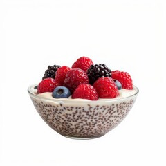 Bowl of Chia Seed Pudding with Fresh Berries a Healthy Breakfast Delight Ready to Enjoy