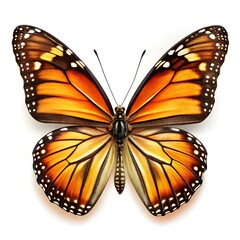 Fototapeta premium beautiful colorful bright multicolored tropical butterflies with wings spread and in flight isolated on white background 