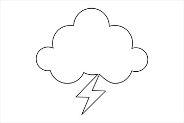 Cloud one line drawing and isolated continuous outline vector illustration