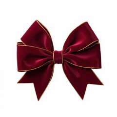Naklejka premium Velvet Ribbon Bow Burgundy with Gilded Edge Holiday Decoration Festive Gift Wrapping Material