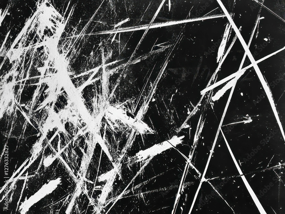 Poster abstract chaos of white lines on black background creating a dynamic visual texture art piece