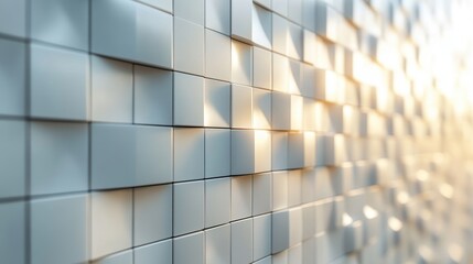Fototapeta premium Modern abstract 3d geometric wall with soft sunlight and shadows in minimalist design