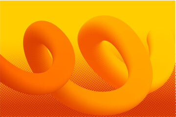 Abstract background vector. Futuristic background design with 3D wave shapes on bright orange  gradient. vector eps