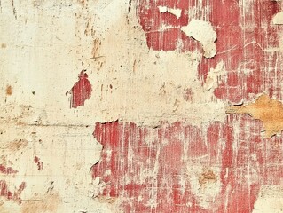 Distressed Reddish Wooden Panel with White Paint Peeling Offering Abstract Textured Design Art