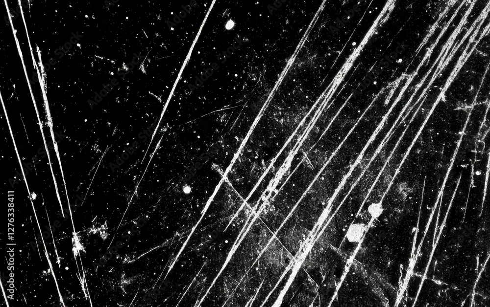 Poster abstract black background with white scratches and spots for texture and overlays creation design