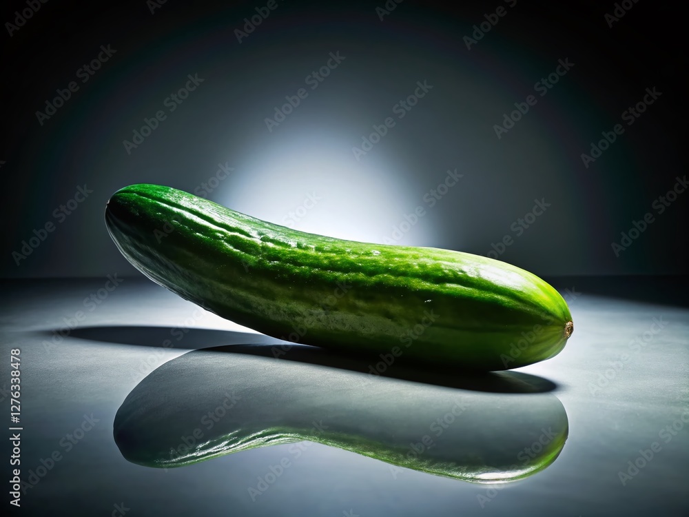 Poster silhouette of single cucumber isolated on white background