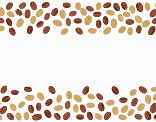 A spread coffee beans isolated on white background and copy space