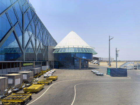 Victoria Falls airport terminal building facade. Zimbabwe, Travel to Africa