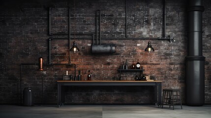 aesthetic brick wall black