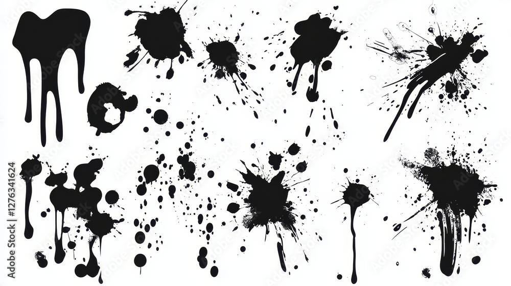 Aufkleber vector set of ink splashes blots splatter collection grunge design element and art messy backdrop co