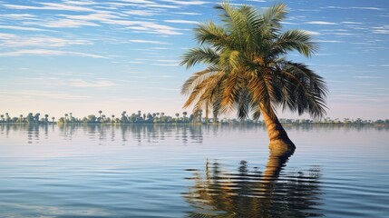 reflection palm tree blowing