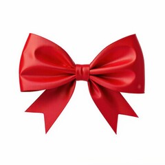 Elegant Satin Ribbon Bow Isolated on White Background for Festive Decor and Holiday Celebrations