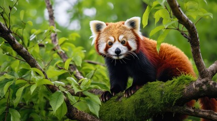 tree red panda isolated
