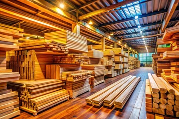 Stacked Lumber at Construction Supply Store - Ready for Your Next Project
