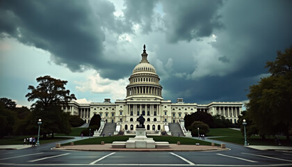 Fototapeta premium U.S. Capitol Building Under Stormy Sky