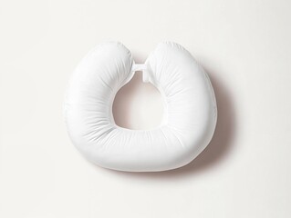 Fototapeta premium white travel pillow mockup concept. Inflatable white neck pillow on a light background, designed for comfort during travel or relaxation.