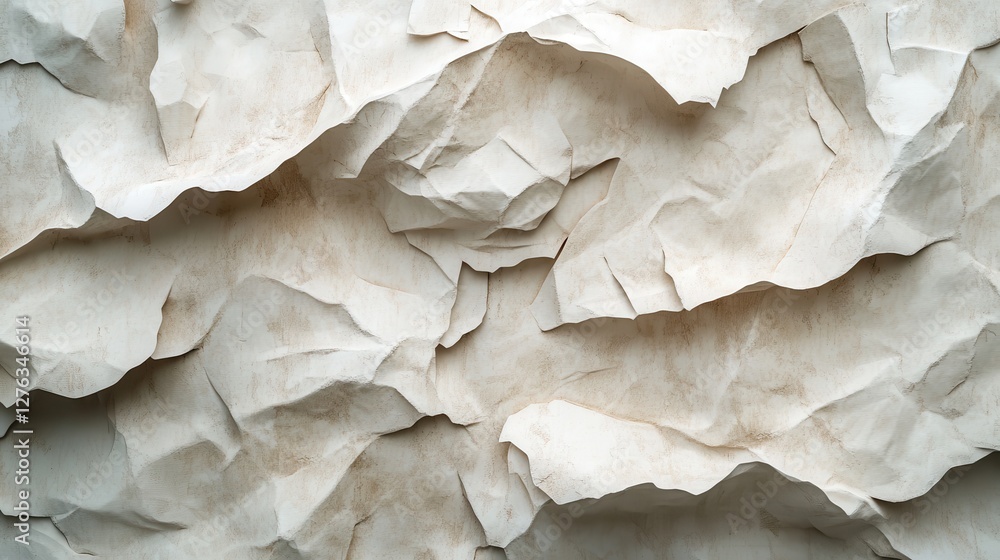Poster abstract composition of crumpled paper: textured surface with shadows and light