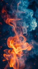 Fototapeta premium Abstract fire and smoke swirling in darkness