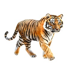 Fototapeta premium Cute Tiger Walking in Simple Watercolor Clipart Style with Pastel Colors