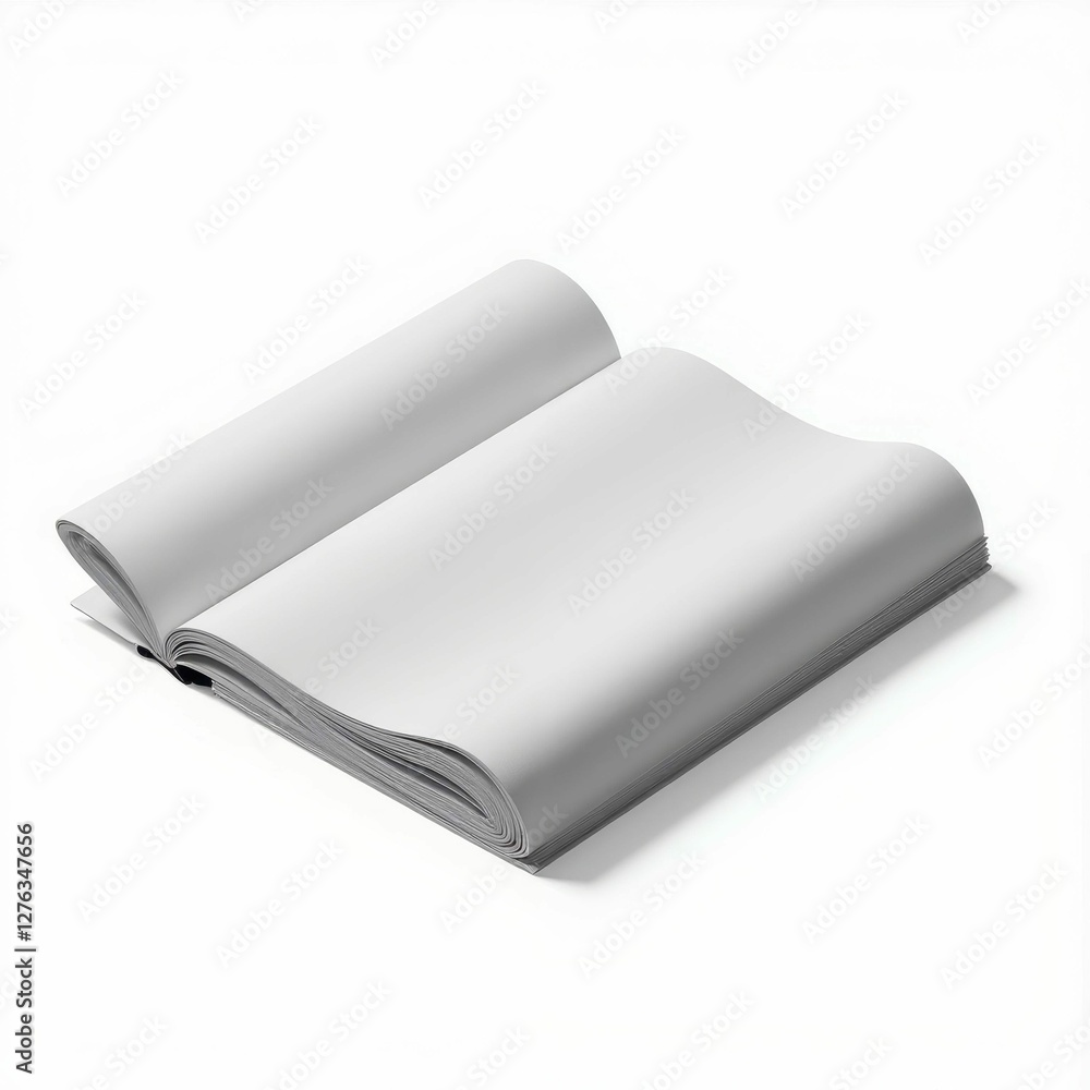 Poster open blank magazine mockup for advertising and presentation purposes with empty pages and soft shado