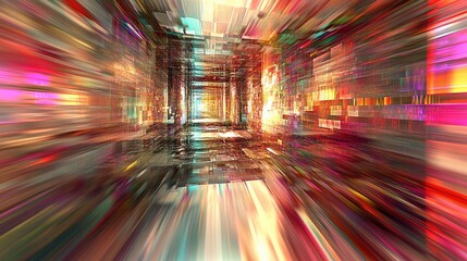 Colorful Abstract Tunnel with Dynamic Light Effects and Patterns