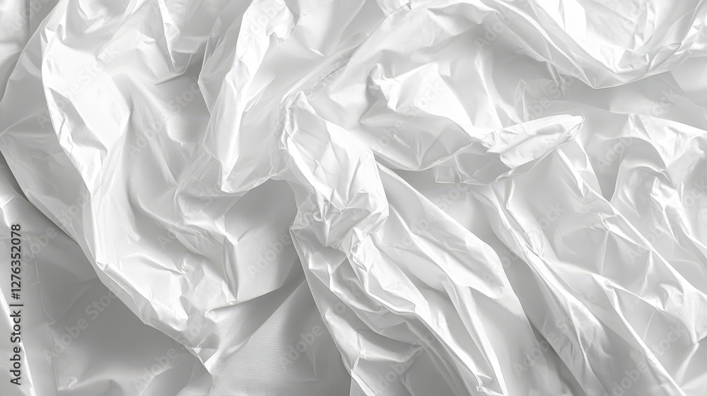 Poster crumpled white paper texture showing abstract wrinkles and creases for background design