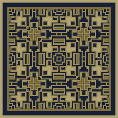 Creative trendy color abstract geometric pattern in yellow blue, vector seamless, can be used for printing onto fabric, interior, design, textile. Frame.