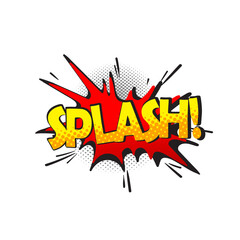 Pop art comic book speech bubble with cute vintage strip layout, explosion cloud message, with text SPLASH