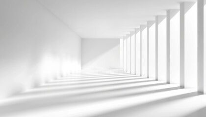 Obraz premium Abstract geometric white architectural structures with soft shadows, modern futuristic minimalist composition, high-definition clarity