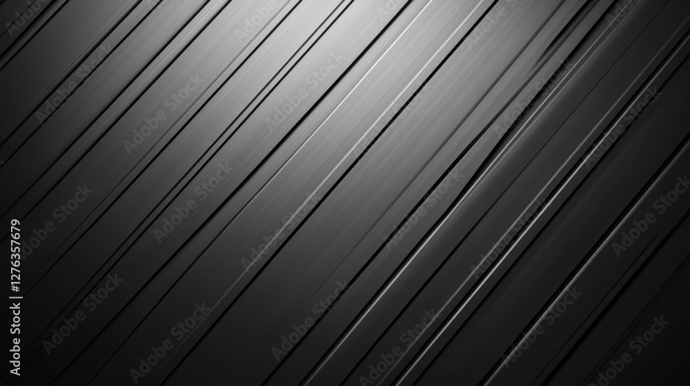 Poster sleek abstract diagonal black metal lines background with subtle light and shadow effects
