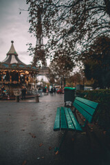 carousel in Paris and eiffel tower