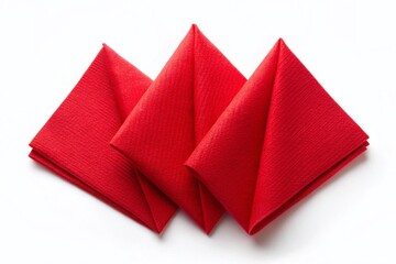 Three Red Paper Napkins Silhouette, Isolated White Background, Clean Minimalist Design