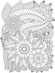 Zentangle Flowers Coloring Pages for Adult	

