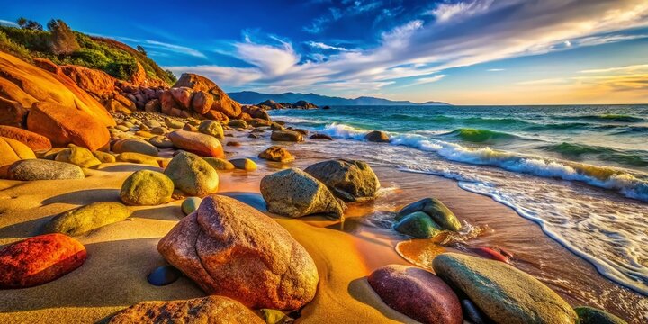 Tuscany Beach Rocks: Follonica's Coastal Landscape, Italy - Documentary Photography