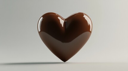 Heart-shaped chocolate against neutral background with glossy finish and elegant design