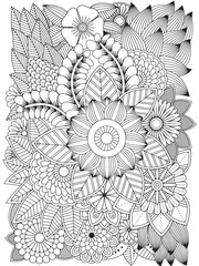 Zentangle Flowers Coloring Pages for Adult	

