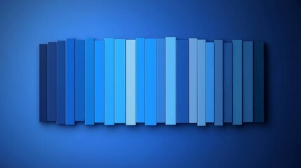 Obraz premium Tranquil Blue Geometric Abstraction Serene Rectangles Against Deep Blue Wall, Minimalist Symmetry with Varied Heights and Subtle Gradient - Ideal for Modern Design Projects