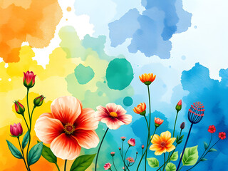 Obraz premium watercolor flowers background