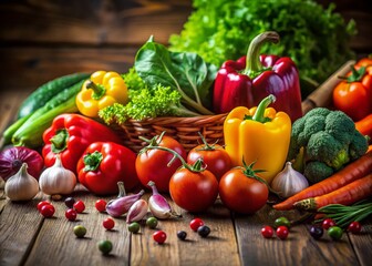 Vibrant Fresh Vegetables Still Life: Miniature Tilt-Shift Photography
