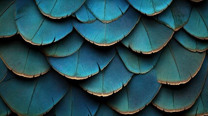 Obraz premium Close-up vibrant teal bird feather texture background