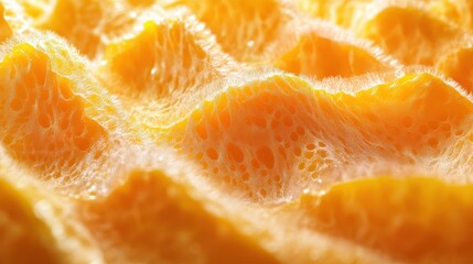 Close-up view of an orange peel's textured surface with detailed patterns